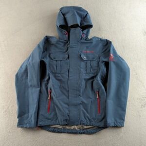 Merrell Opti-Shell Rain Jacket Womens Small Blue Red Outdoor Hiking Coat Logo